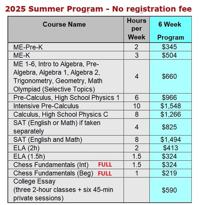 Summer Tuition 2025_NO DISCOUNT_Chess full